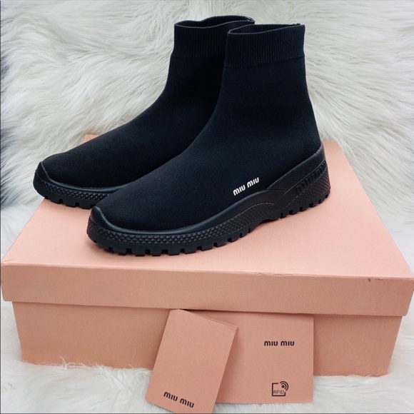 Miu Miu Shoes - 🐰🌸 MIU MIU Black Sock Sneaker 🌸🐰